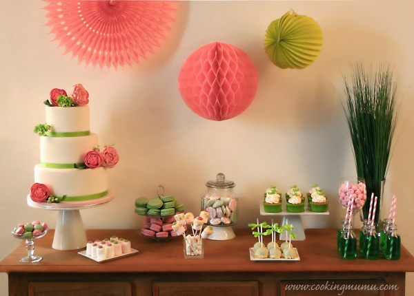 Sweet table vert et rose