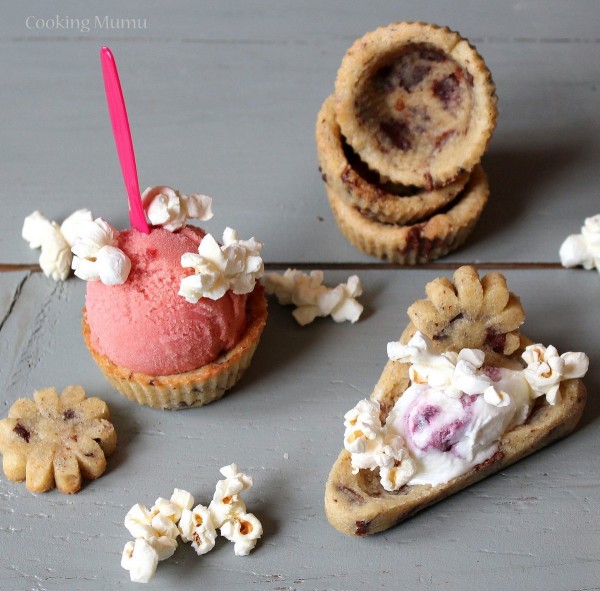 Cookie cups, tartes et fleurs