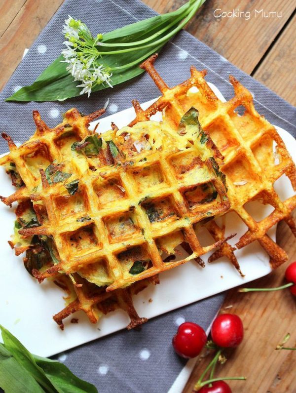 Gaufre salée et ail des ours